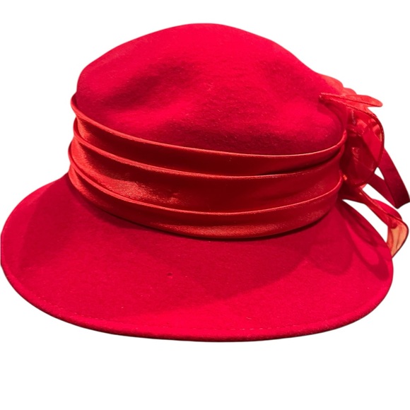 Vintage red wool derby/church hat - Picture 2 of 8